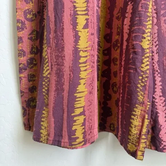 Ashley Stewart Size 22/24 Linen Blend Wide Leg Colorful Artsy Jumpsuit Boho - Picture 4 of 15